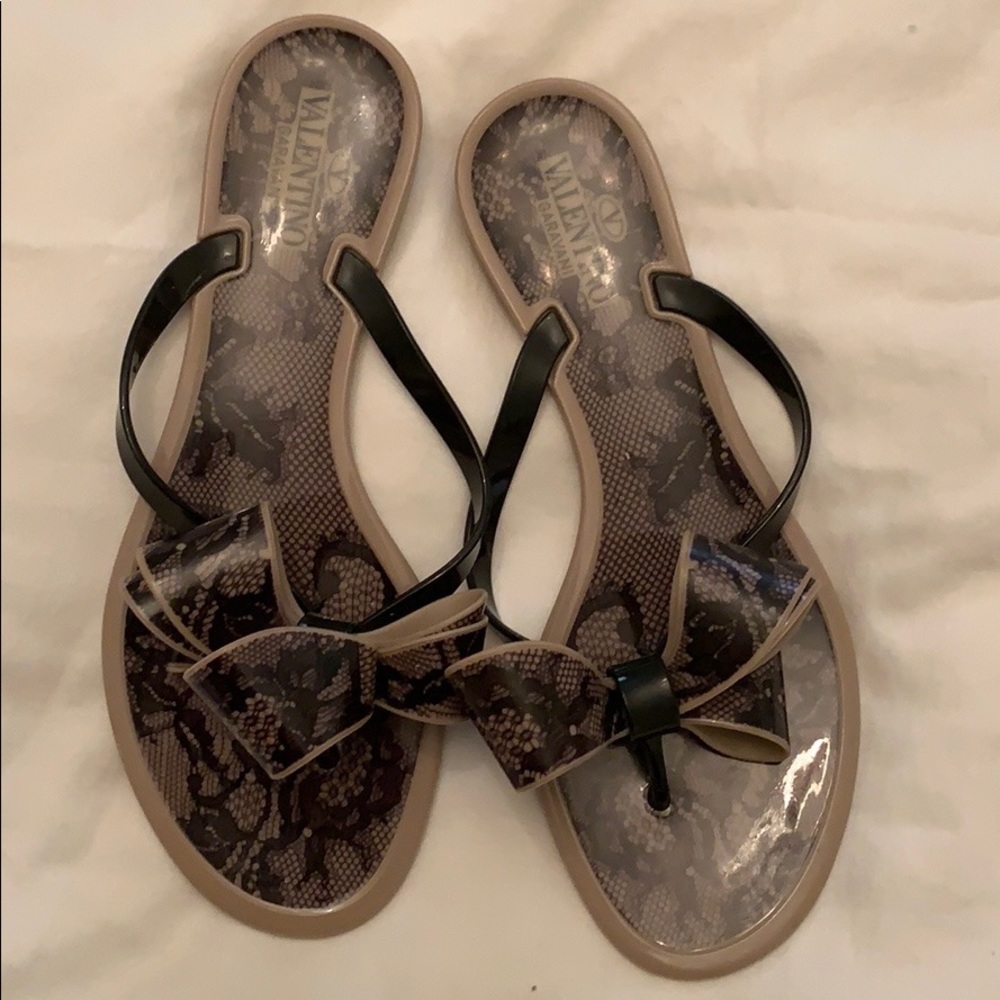 Valentino jelly face print flip flops